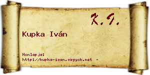 Kupka Iván névjegykártya